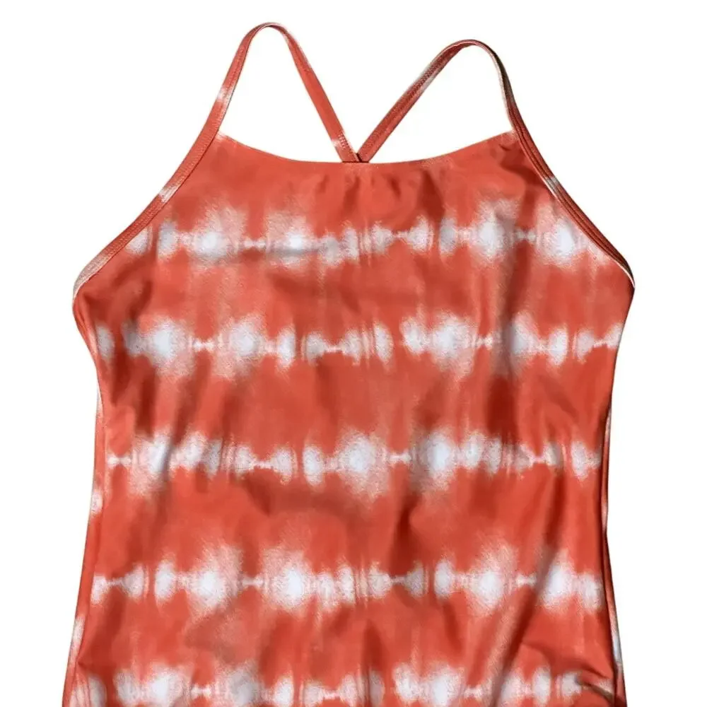 Melrose And Market Tie-Dye One-Piece Swimsuit Soft Orange White Girls 12 NWOT